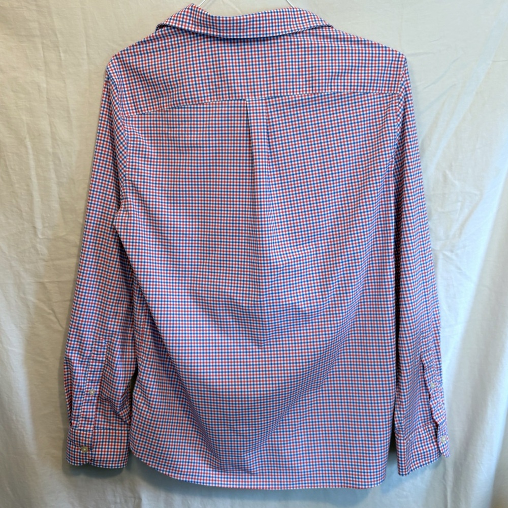 Men's Vineyard Vines Blue and Red Checkered On-The-Go Performance Shirt - Picture 3 of 3
